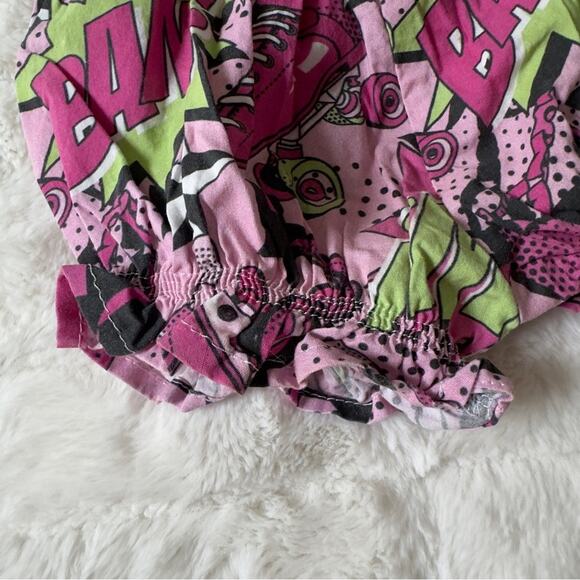 Handmade Bam! Roller Skate Pink Green Graphic Print Baby Girl bloomers shorts - Picture 6 of 7